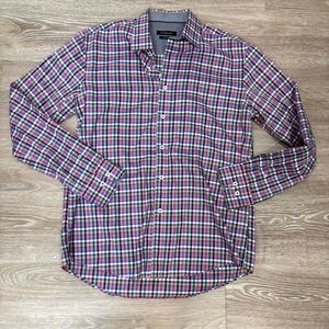 BUGATCHI Shaped Fit Lightweight Cotton Colorful Plaid Shirt M